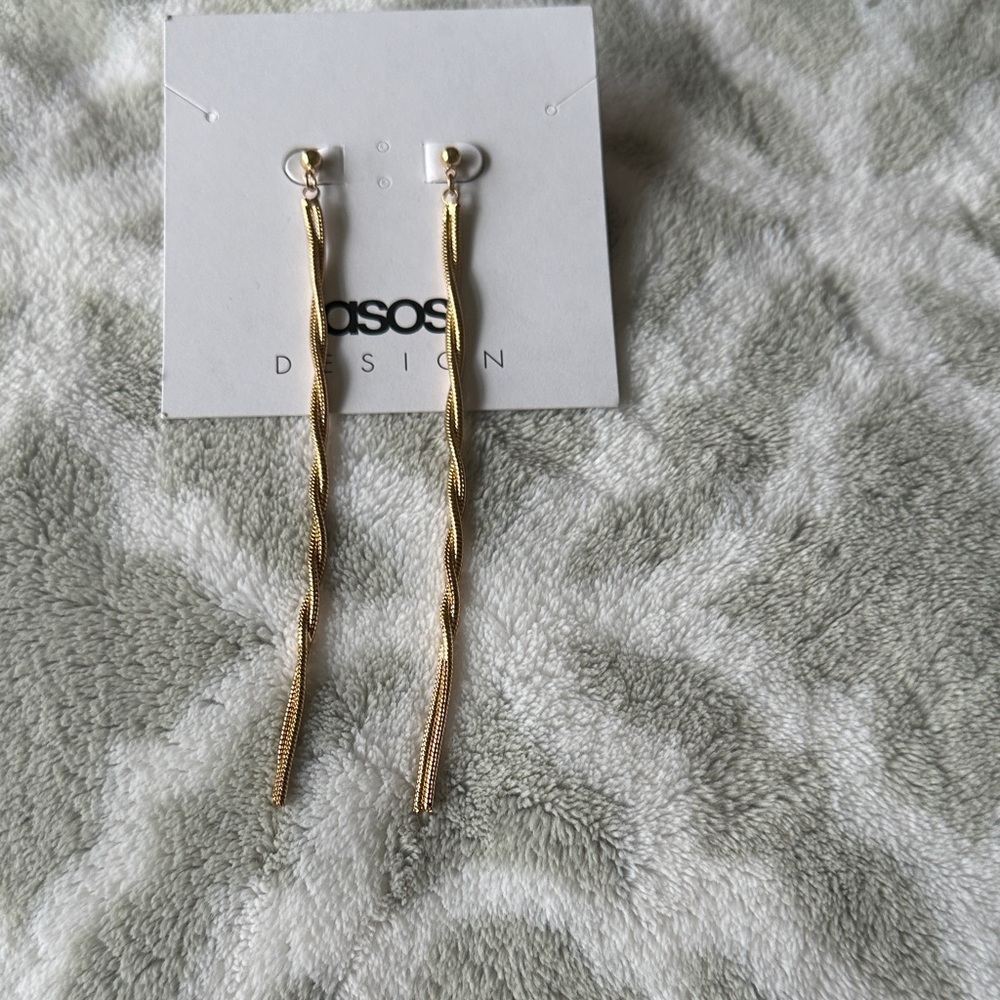 Gold Twist Drop Dangle Earrings